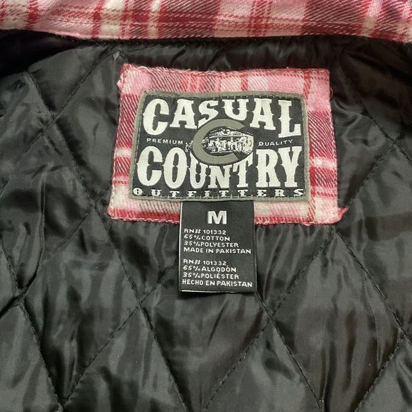 Casual Country Shacket Adult Medium Red White Plaid Button Up New No Tag Pockets - Picture 11 of 11